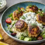 Keto Greek Chicken Meatballs with Tzatziki