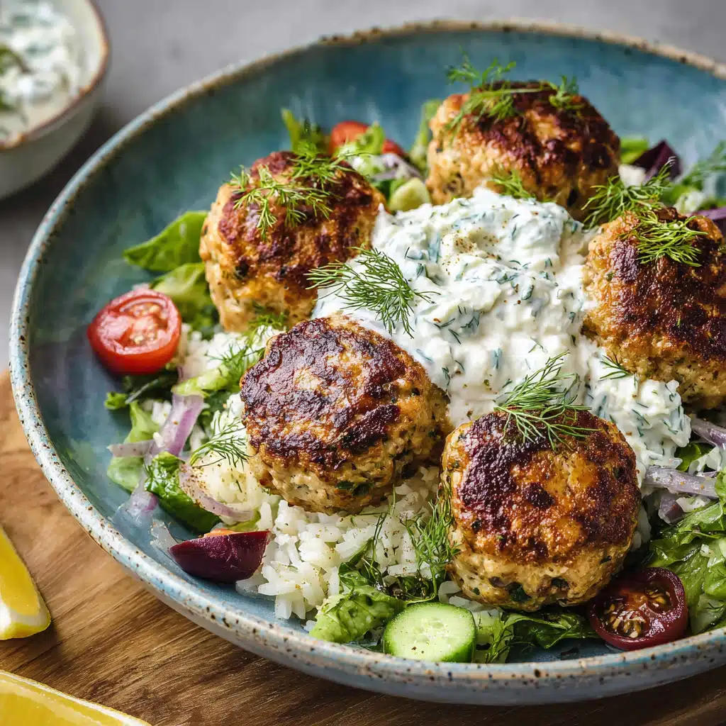 Keto Greek Chicken Meatballs with Tzatziki