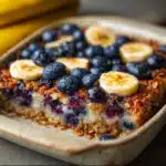 Baked Oatmeal with Blueberries and Bananas