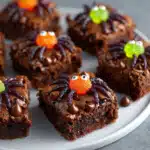 Creepy Crawly Halloween Brownies with Gummy Spiders
