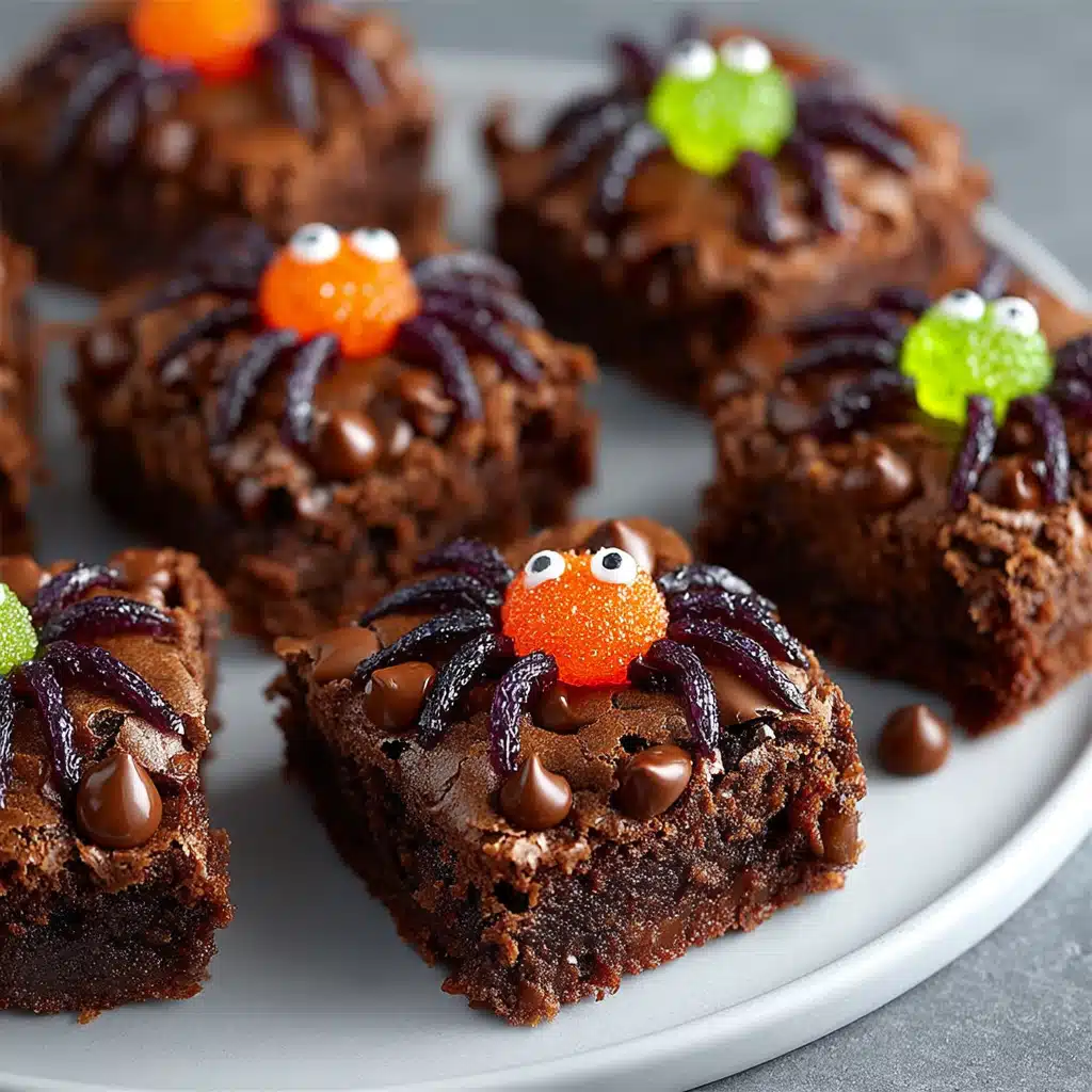 Creepy Crawly Halloween Brownies with Gummy Spiders delight!