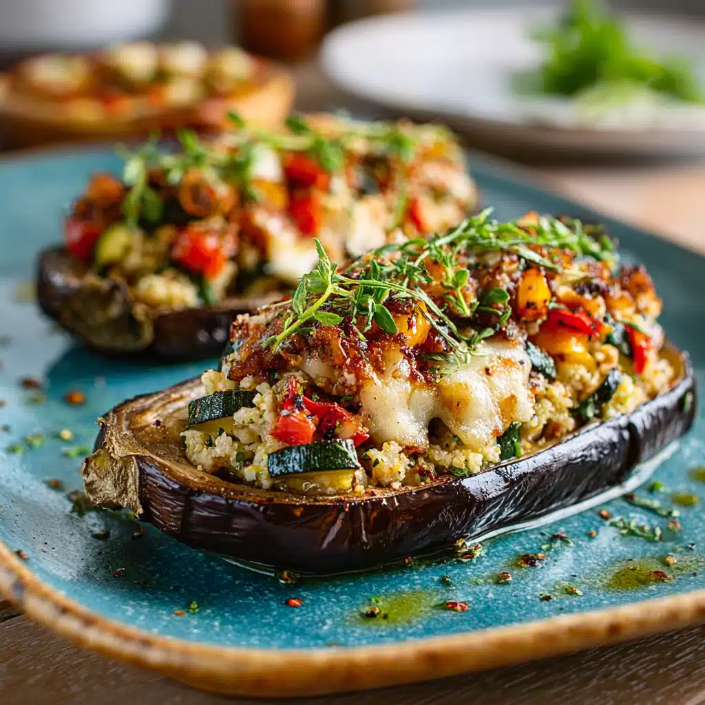 Keto Eggplant Stuffed with Cauliflower Rice & Veggies
