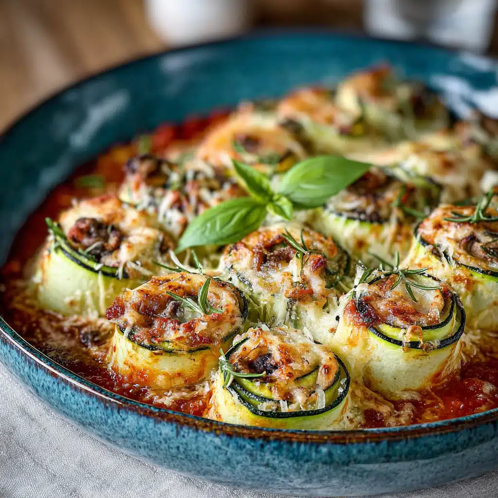 Keto Rolled Zucchini Cannelloni with Ham & Mushrooms