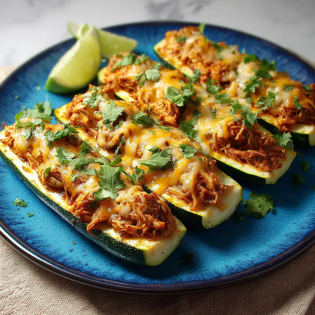 Keto Zucchini Chicken Enchilada Boats