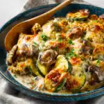 Keto Zucchini, Mushroom and Chicken Casserole