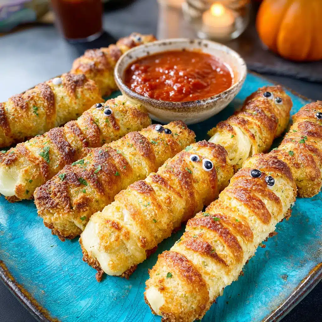 Mummy Mozzarella Sticks are a delicious Halloween treat!