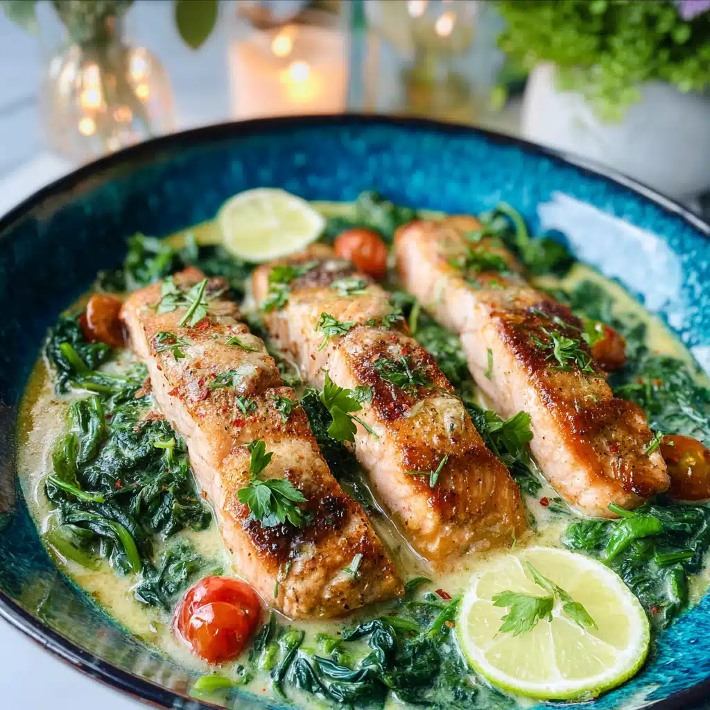 One-Pan Garlic Butter Salmon & Spinach is divine!