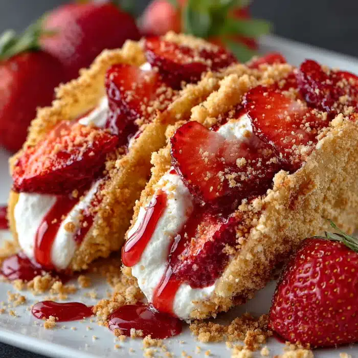 Strawberry Crunch Cheesecake Tacos: Delightful Dessert Bliss!