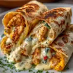 Ooey-Gooey Cheesy Garlic Chicken Wraps