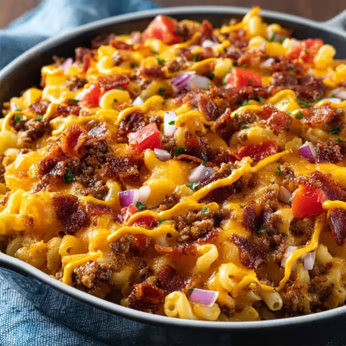Loaded Bacon Cheeseburger MAC: A Mouthwatering Delight!