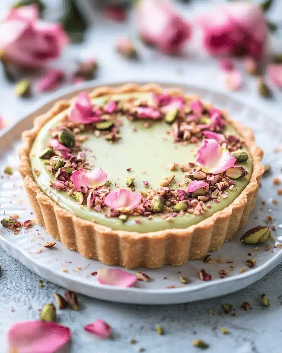 Pistachio-Rose Latte Tart: Irresistibly Creamy Delight