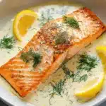 Butter-Basted Salmon with Lemon Dill Cream Sauce First Image First Image